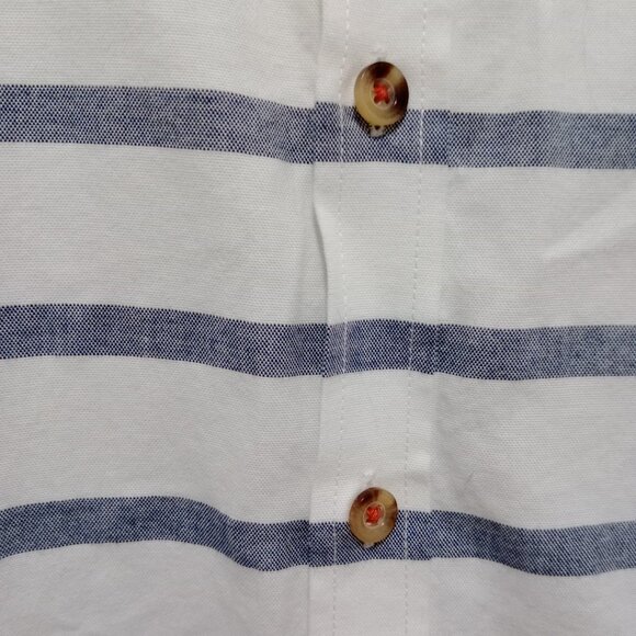 Moods Of Norway Men's White/Gray Striped Short Sleeve Button Front Shirt Size XL - Picture 7 of 7